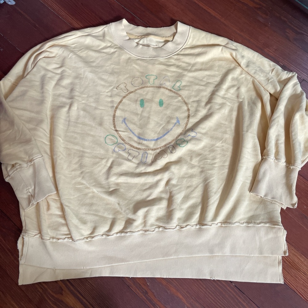 Aerie Yellow Oversized Graphic Sweatshirt